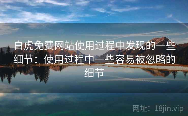 白虎免费网站使用过程中发现的一些细节：使用过程中一些容易被忽略的细节  第2张